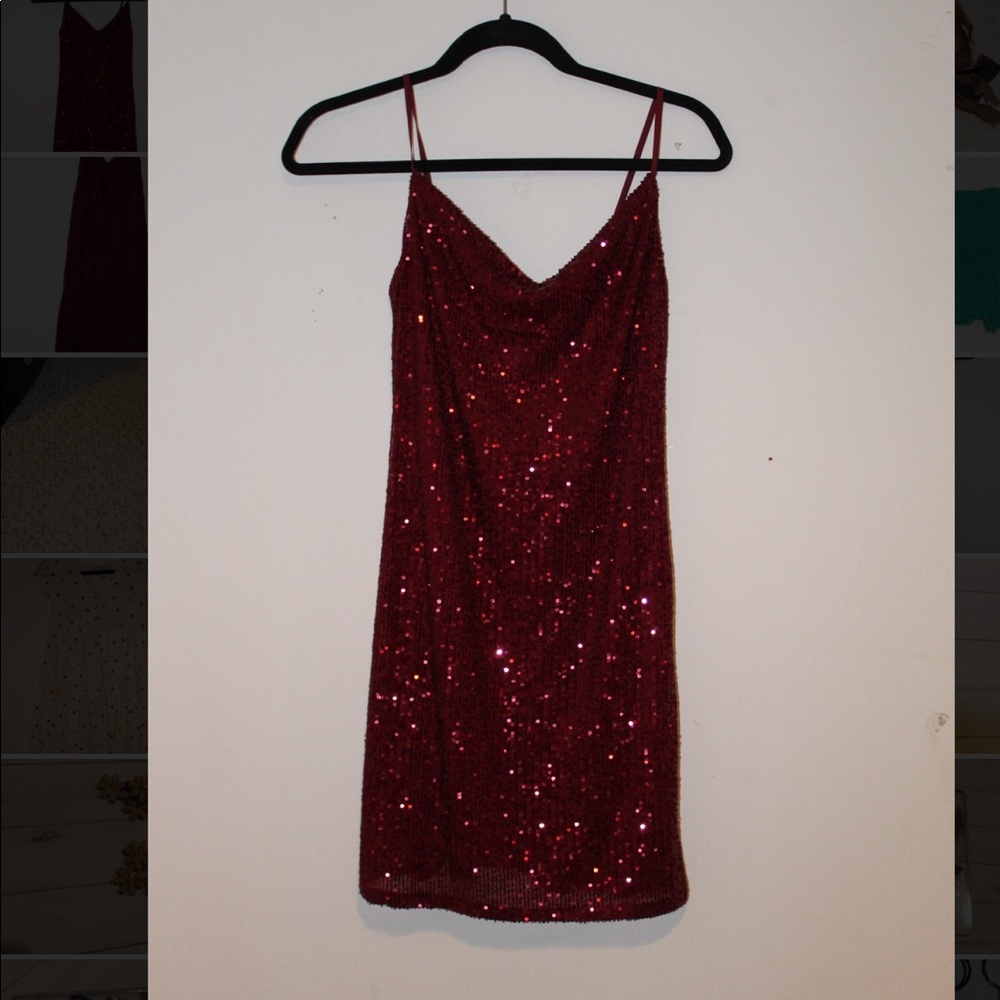 red shirt sparkly dress